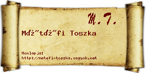 Mátéfi Toszka névjegykártya